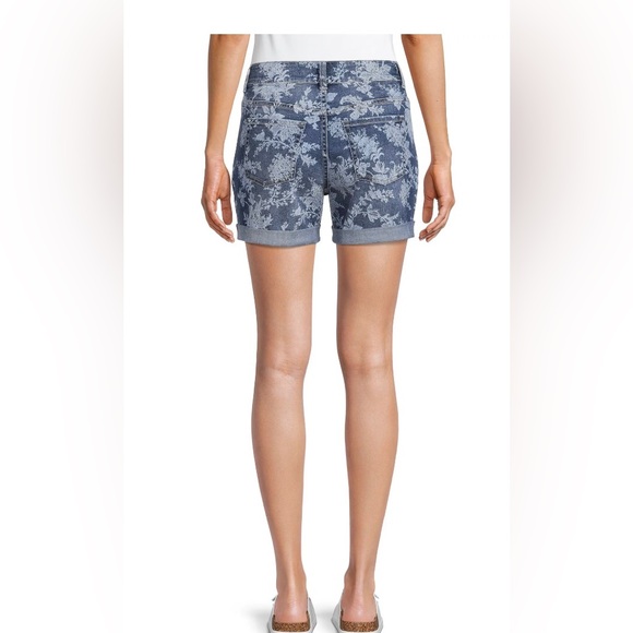 TIME and TRU Printed Denim Shorts With Pockets Size 14 Womens 5 Pockets New - Picture 5 of 11